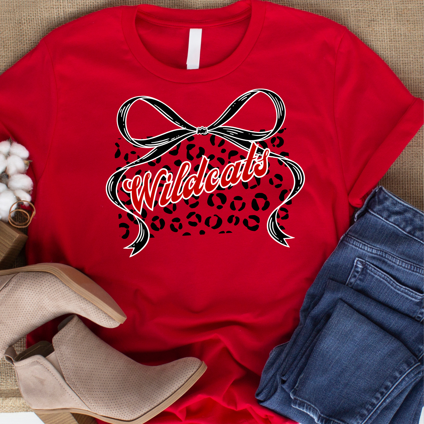 School Spirit Leopard Bow Wildcats