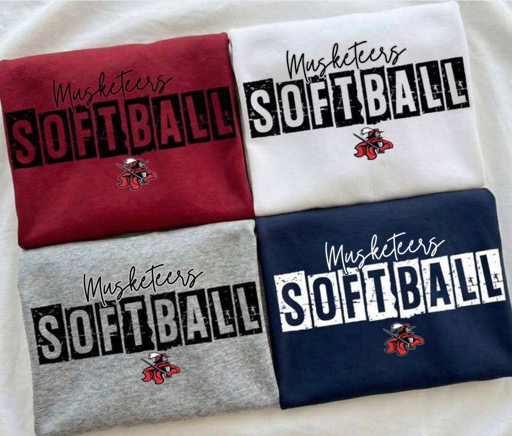 Musketeers Softball Blocked Letters